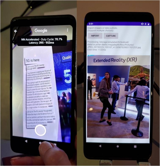 구글과 폴라의 인공지능 스마트폰 앱 전시. [사진=정구민]