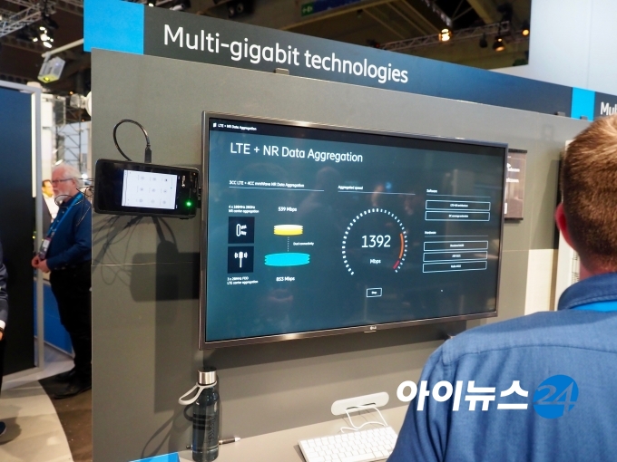 MWC19 에릭슨 전시부스에 SK텔레콤, 퀄컴과 함께 꾸린 멀티 기가비트 테크놀로지 코너