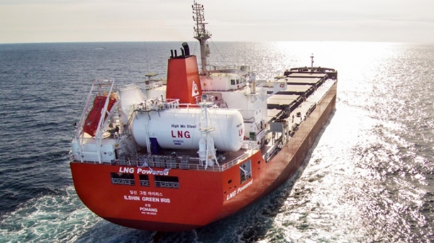 포스코와 현대미포조선이 2017년 합작해서 만든 국내 최초의 친환경 LNG 선박 '그린아이리스'호. [사진=포스코]