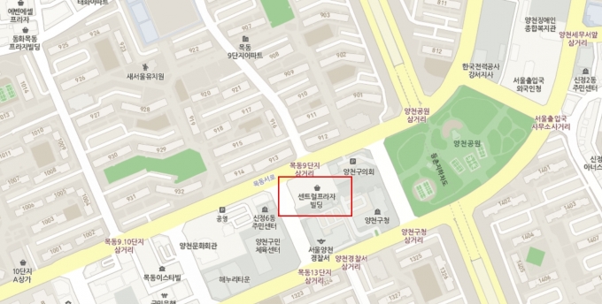 층마다 학원가가 입점해 있는 서울 양천구에 위치한 센트럴프라자 위치도. [사진=네이버지도]