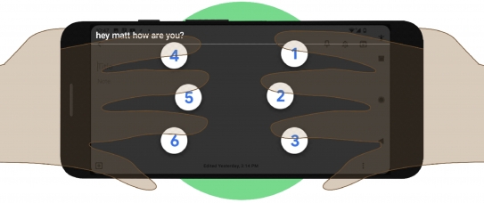 구글이 안드로이드용 가상 점자키보드를 선보였다 [출처=구글]