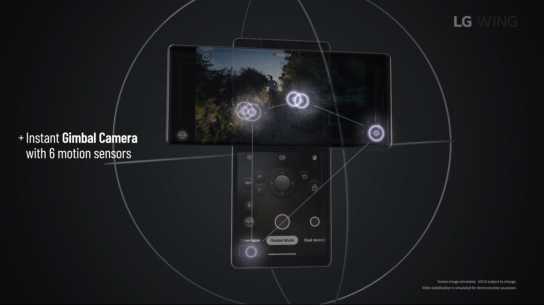 LG전자가 전략 스마트폰 'LG 윙'에 세계 최초 '짐벌 모션 카메라' 기능을 탑재했다. [사진=LG전자 ]