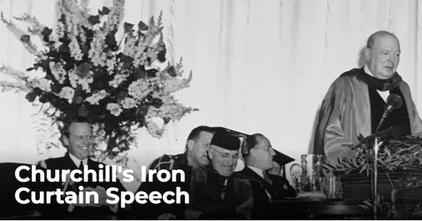 윈스턴 처칠 영국 총리는 1946년 3월 미국 웨스트민스터 대학에서 행한 연설에서 미소 냉전의 시작을 알렸다. [웨스트민스터 대학]