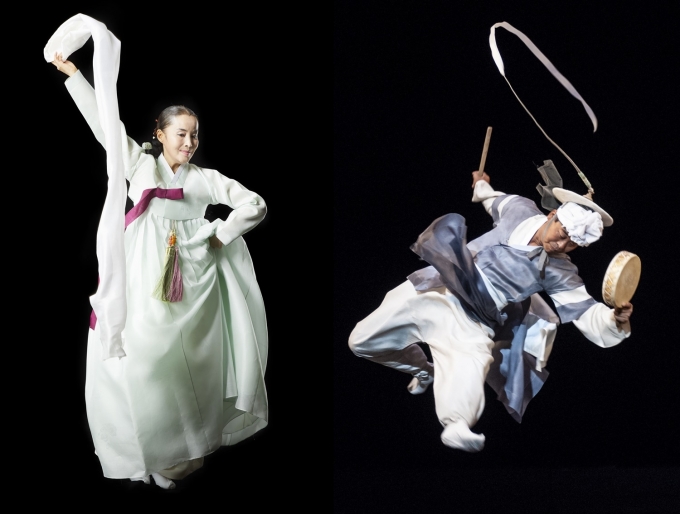 제23회 서울세계무용축제의 전야제 공연 ‘춤비나리’가 오는10월 28일 오후 8시 예술의전당 CJ토월극장에서 열린다. '살풀이춤'(왼쪽)과 '채상소고춤'(오른쪽) 등 모두 6개의 작품이 공연된다.