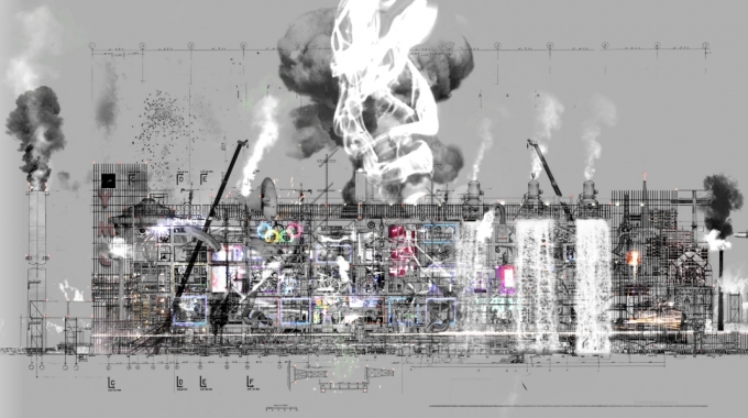 ‘권민호: 회색 숨’(2020) 애니메이션, 컬러 HD 1200px, 45초, 220 x 400cm(스크린). [국립현대미술관]