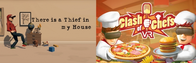 '우리 집에 도둑이 들어왔다'(왼쪽)과 '클래시 오브 셰프 VR'(오른쪽)의 모습. [사진=스마일게이트]