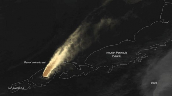 ▲2016년 미국 알래스카 파블로프 화산이 폭발했다. 당시 화산재가 7000m 상공까지 치솟으면서 항공기 운항에 큰 차질이 빚어졌다. [NOAA]