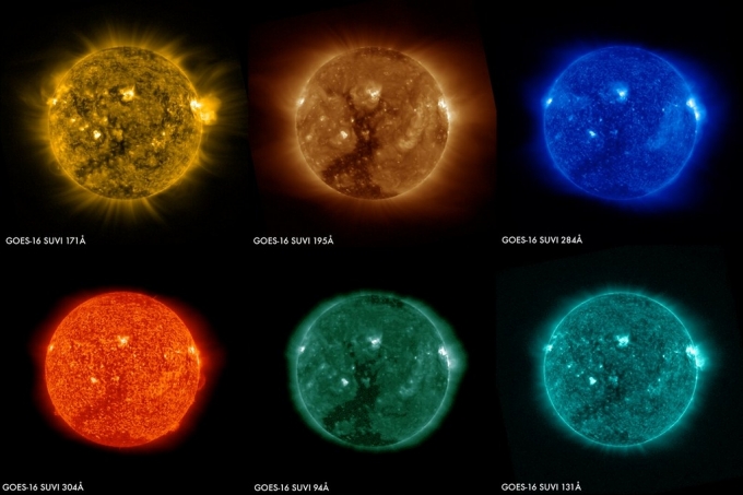▲2017년 SUVI(Solar Ultraviolet Image)가 찍은 태양. 자외선으로 촬영한 것이다. [NOAA]