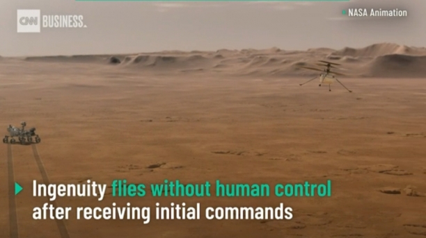 나사는 화성에서 헬리콥터 비행이 성공적으로 이루엉졌다고 21일 발표했다. [CNN]