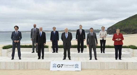 바이든 미국 대통령이 G7 정상들과 공동으로 중국 일대일로에 맞선 개도국 투자지원 계획을 발표했다 [사진=G7 ]