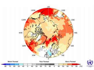 WMO는 올해 6~8월 북극에서 기온이 높을 것으로 예상했다. [사진=WMO]