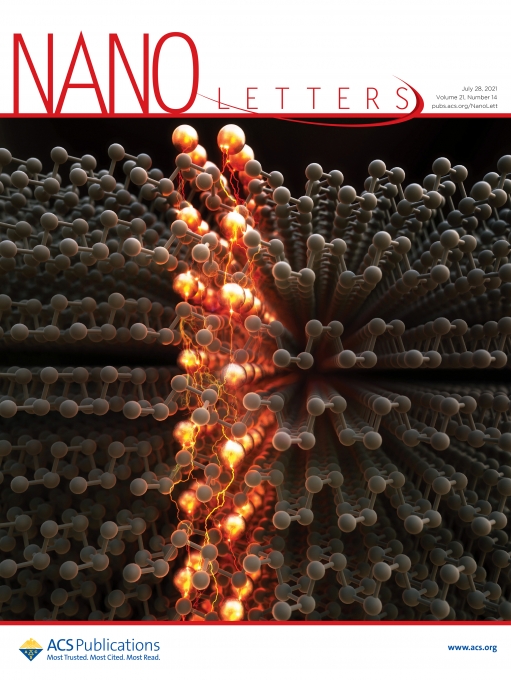 IBS 연구진이 흑린과 구리를 이용해 나노미터급 반도체 회로선폭을 구현했다. 그림은 0.43나노미터 폭의 전도성 채널을 투과전자현미경(TEM)으로 관찰한 구조와 일러스트. Nano Letters誌 표지 이미지.[사진=IBS]