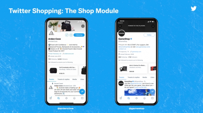 트위터가 최근 '쇼핑' 기능을 신설해 일부 품목들에 한해 시범적으로 쇼핑 서비스를 진행하고 있다. [사진=트위터]