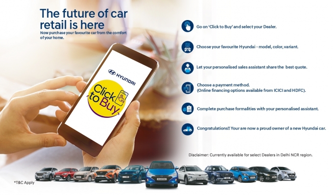 21일 자동차업계에 따르면 현대차 인도 법인은 최근 온라인 판매 플랫폼 '클릭 투 바이(Click to Buy)'를 출시했다. [사진=현대차 인도 법인 홈페이지]