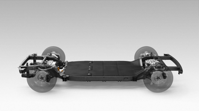 카누가 개발 중인 스케이트보드 플랫폼. 스케이트보드 플랫폼은 전기차의 핵심 부품인 배터리와 구동 모터 등을 표준화된 모듈 형태로 스케이트보드 모양의 플랫폼에 탑재하고, 그 위에 용도에 따라 다양한 모양의 상부 차체를 올릴 수 있는 구조를 일컫는다.  [사진=현대기아자동차]