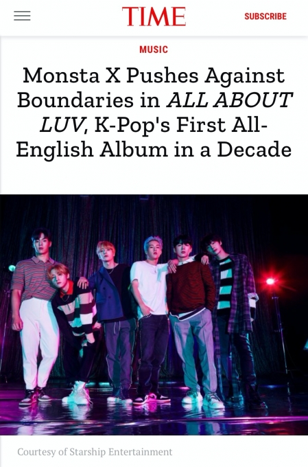 미국 타임지가 몬스타엑스와 단독 인터뷰를 진행, 새 앨범의 성과를 전했다.