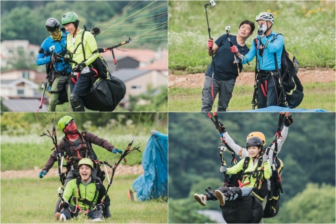 '바퀴 달린 집' 아이유, 여진구가 패러글라딩에 도전했다. [사진=tvN]