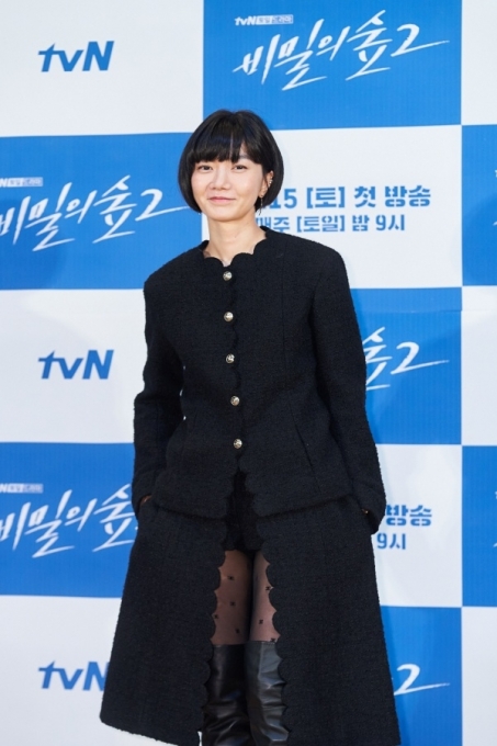 '비밀의 숲2' 제작발표회에 참석한 배두나 [사진=tvN]
