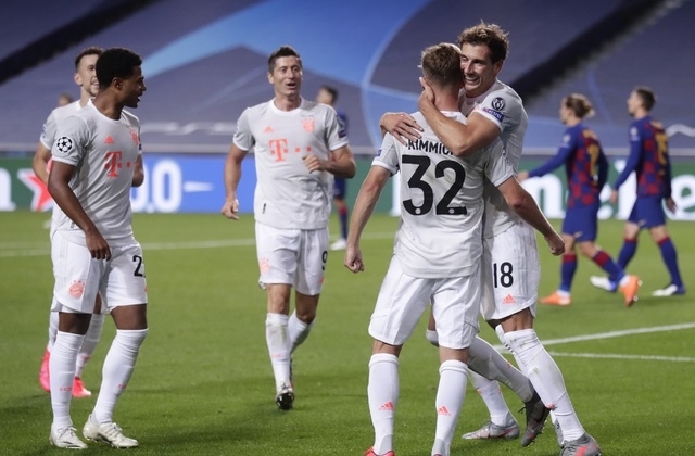 바이에른 뮌헨이 15일(한국시간) 열린 2019-2020 UEFA 챔피언스리그 8강전에서 바르셀로나를 8-2로 꺾고 준결승에 진출했다. [사진=뉴시스]