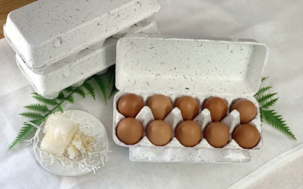 마린이노베이션이 해조류 부산물로 만든 계란판 [사진=SK이노베이션 ]