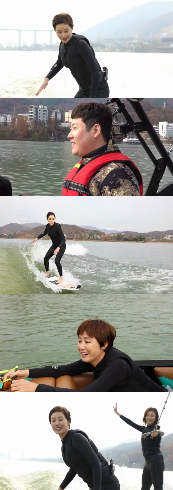 '전지적 참견시점' 김성령이 웨이크 서핑을 즐기고 있다. [사진=MBC]