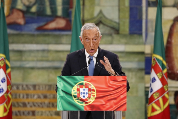 마르셀루 헤벨루 드소자 포르투갈 대통령이 지난 1월 25일(현지시간) 리스본에서 대선 결과 발표 후 연설하고 있다.  [사진=AP·뉴시스]