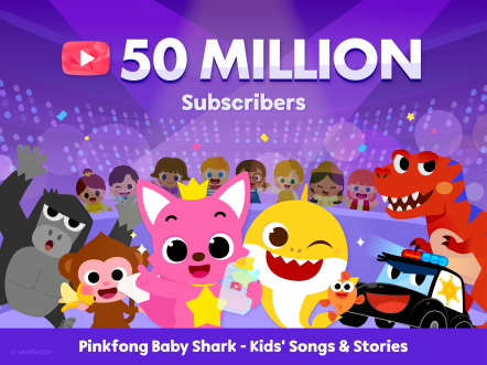 '핑크퐁' 유튜브 영어 채널의 구독자수가 5천만명을 돌파했다. [사진=스마트스터디]