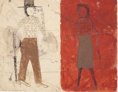 Bill Traylor, Man on White, Woman on Red / Man with Black Dog(recto), 1939-42. Courtesy of Christie’s.  [사진=저자 제공 ]