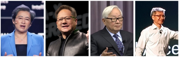 왼쪽부터 리사 수 AMD CEO, 젠슨 황 엔비디아 CEO, 모리스 창 전 TSMC 회장, 빅터 펭 자일링스 CEO 