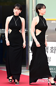 강지영, 옆구리 뻥 뚫린 드레스